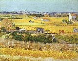 Harvest at La Crau_ with Montmaiour in the Background by Vincent van Gogh